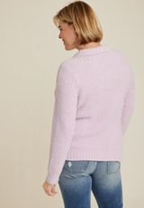Plus Size Collared Teddy Sweater, C9381, small