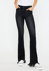 KanCan&trade; High Rise Black Wash Frayed Hem Bootcut Jean, C106, small