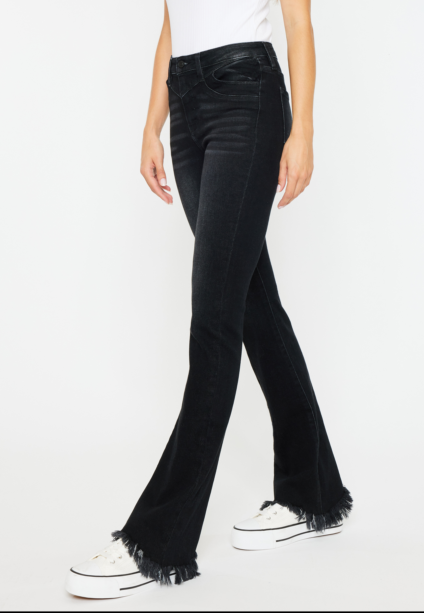 KanCan&trade; High Rise Black Wash Frayed Hem Bootcut Jean, C106, large