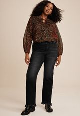 Plus Size KanCan&trade; High Rise Black Wash Frayed Hem Bootcut Jean, C106, small
