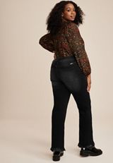 Plus Size KanCan&trade; High Rise Black Wash Frayed Hem Bootcut Jean, C106, small