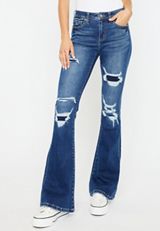 KanCan&trade; Mid Rise Ripped Flare Jean, , small