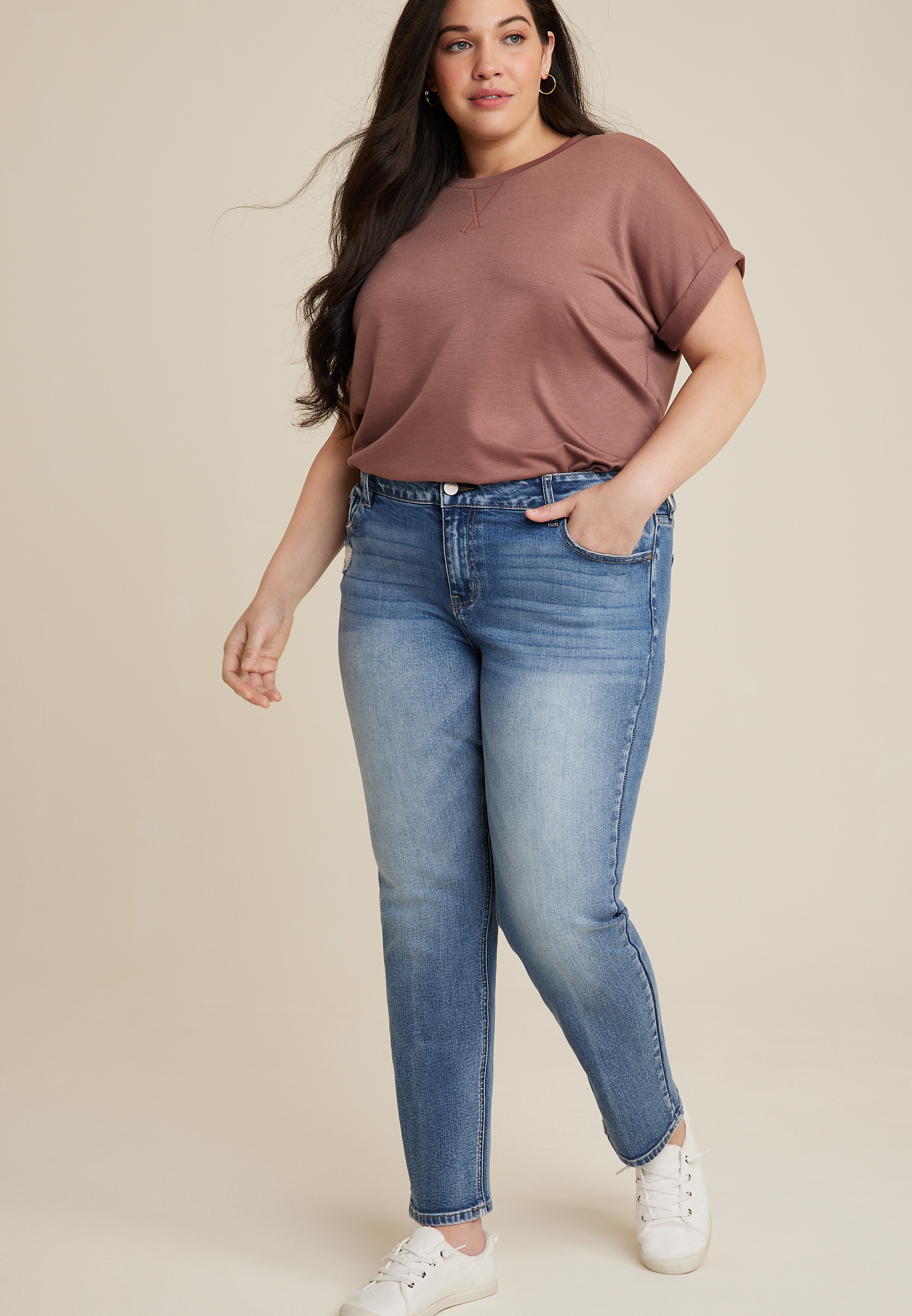 High Waist Plus Size Skinny Capris: Stretchy Knee Length Mom Jeans Short  Length For Women, Perfect For Summer 210428 From Bai06, $20.35