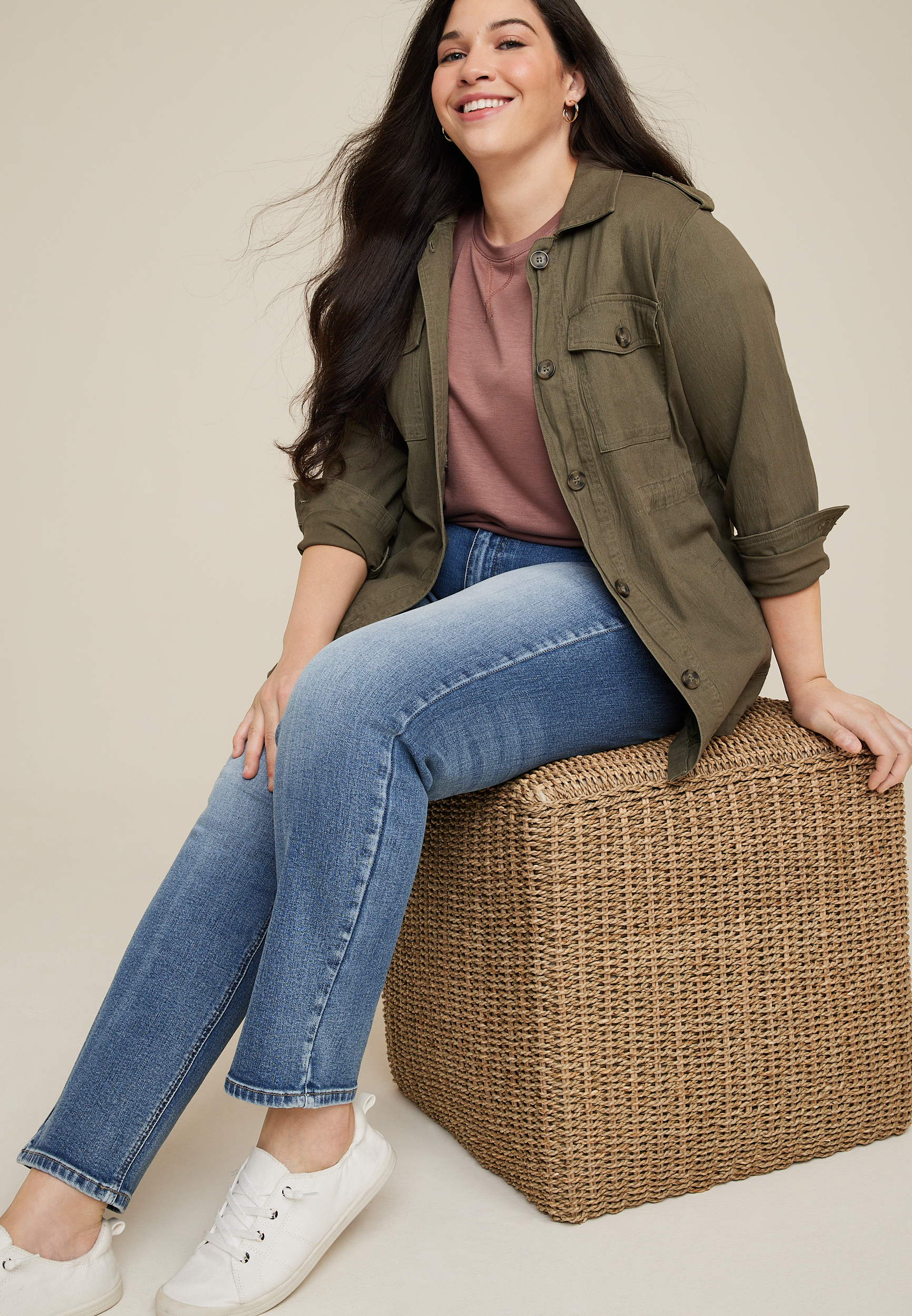 Plus Size KanCan&trade; Mid Rise Straight Jean, MEDIUM SANDBLAST, large