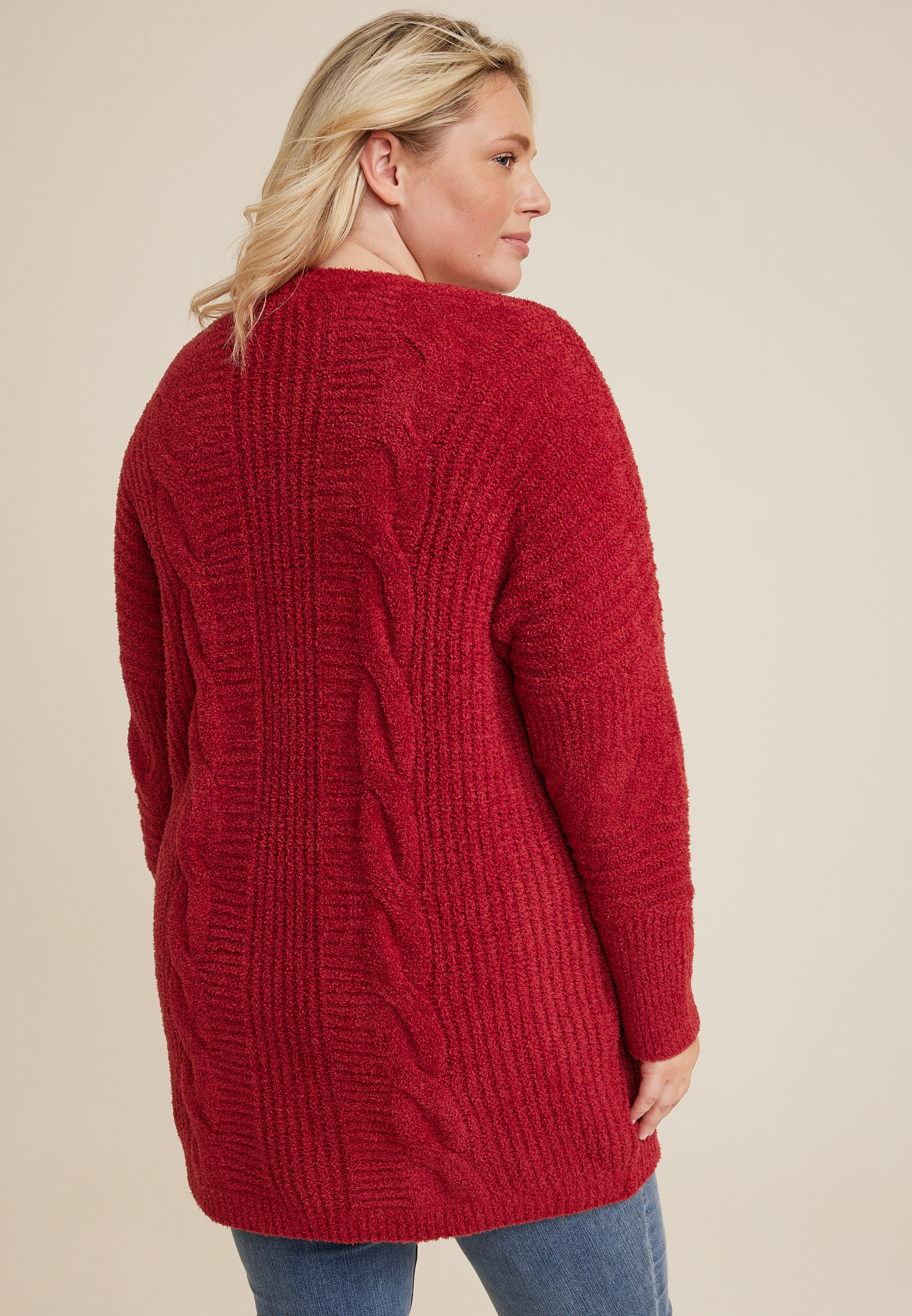 Plus Size Teddy Sherpa Cardigan, C4744, large