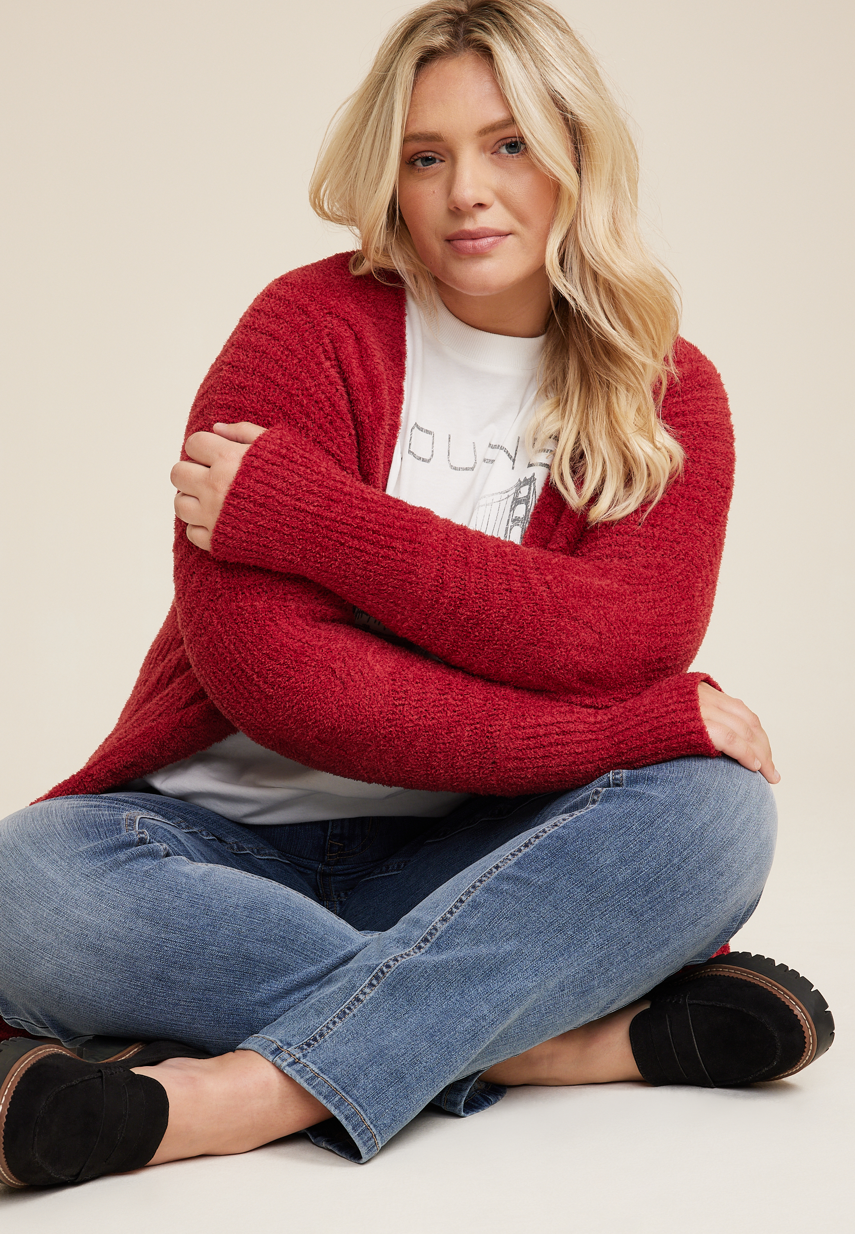 Plus Size Teddy Sherpa Cardigan, C4744, large