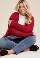 Plus Size Teddy Sherpa Cardigan, C4744, small
