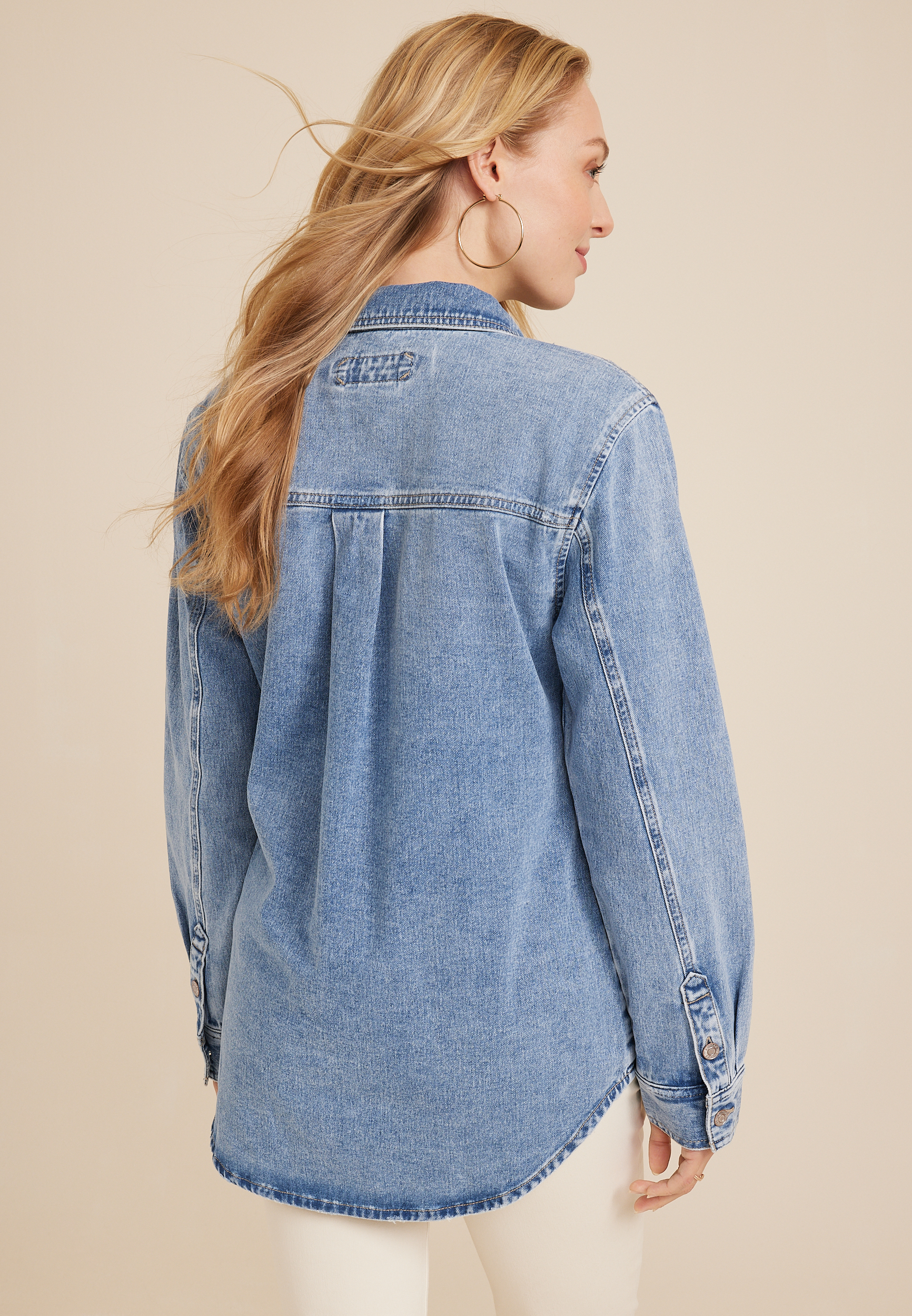 Denim Shacket, MEDIUM SANDBLAST, large