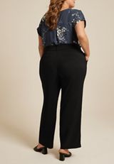 Plus Size Idealist High Rise Wide Leg Dress Pant, BLACK, small