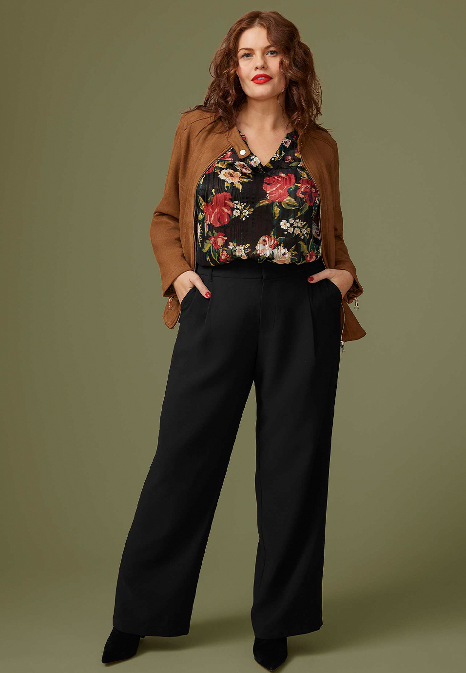 Plus Size Idealist High Rise Wide Leg Dress Pant, BLACK, large