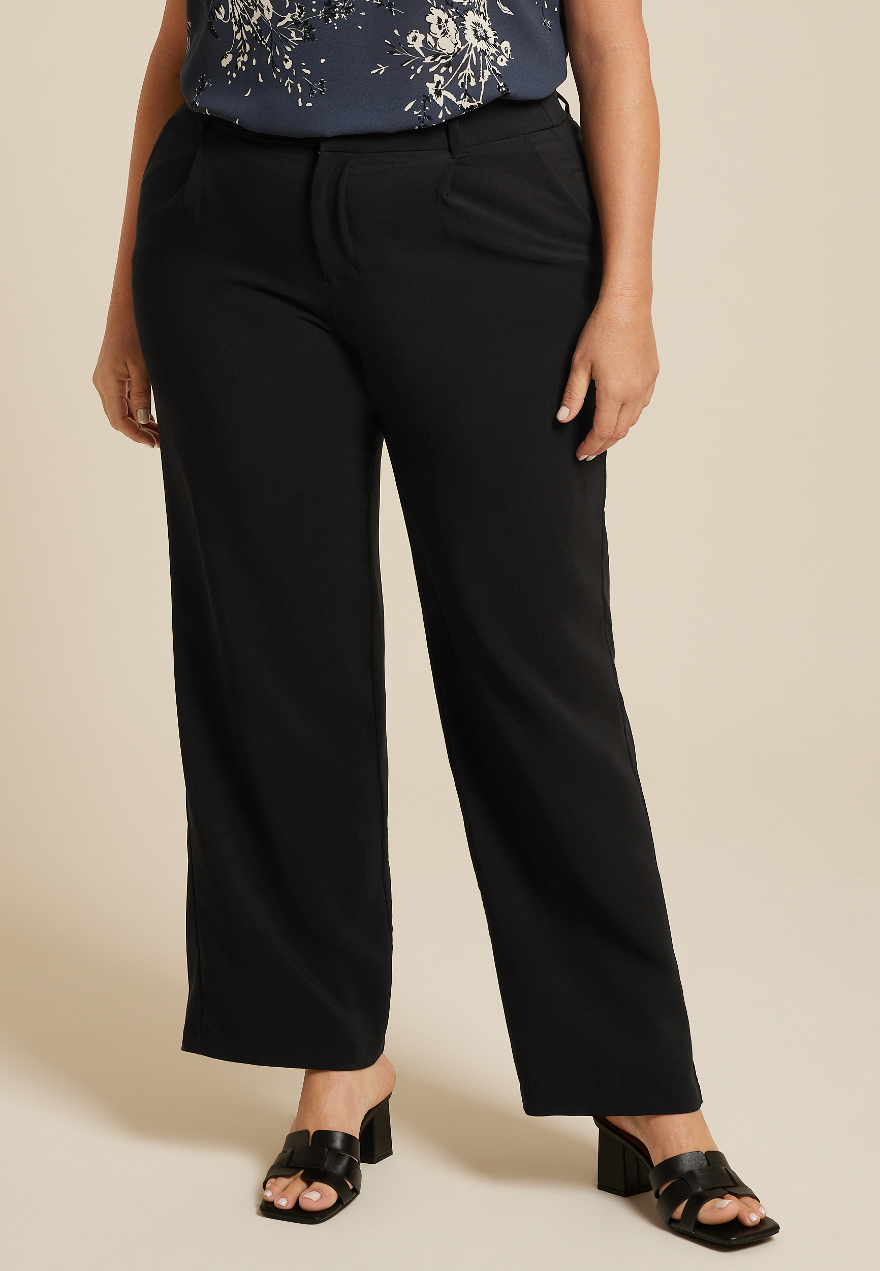 Plus Size Idealist High Rise Wide Leg Dress Pant, BLACK, large