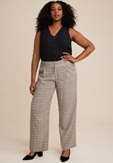 Plus Size Idealist High Rise Wide Leg Dress Pant, TAN COMBO, small