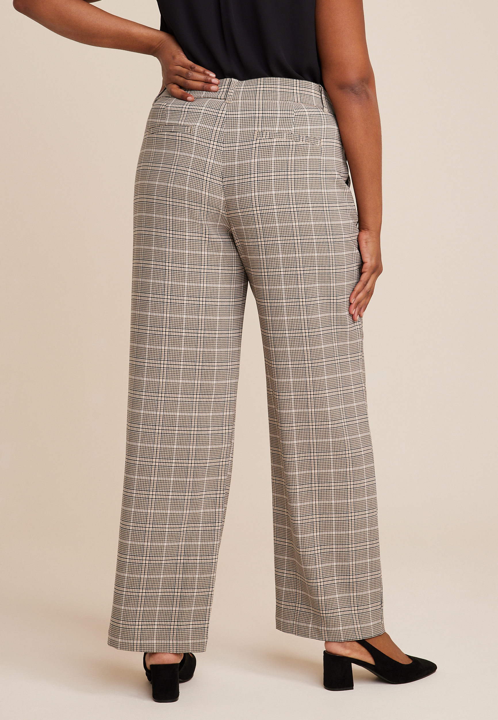 Plus Size Idealist High Rise Wide Leg Dress Pant, TAN COMBO, large