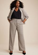 Plus Size Idealist High Rise Wide Leg Dress Pant, TAN COMBO, small