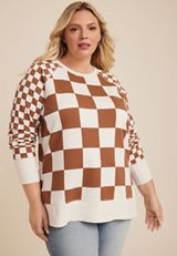Plus Size Willowsoft Checkered Sweatshirt, C5249, small