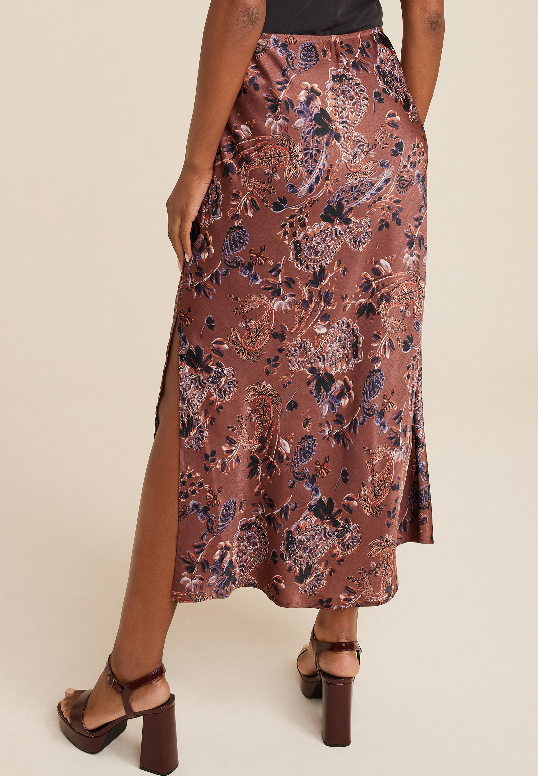 Satin High Rise Maxi Skirt, C3681, large