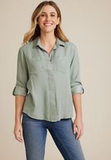 Utility Relaxed Button Up Shirt, C2527, small