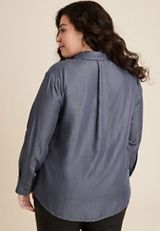 Plus Size Utility Relaxed Button Up Shirt, C5105, small