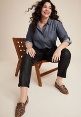 Plus Size Utility Relaxed Button Up Shirt, C5105, small