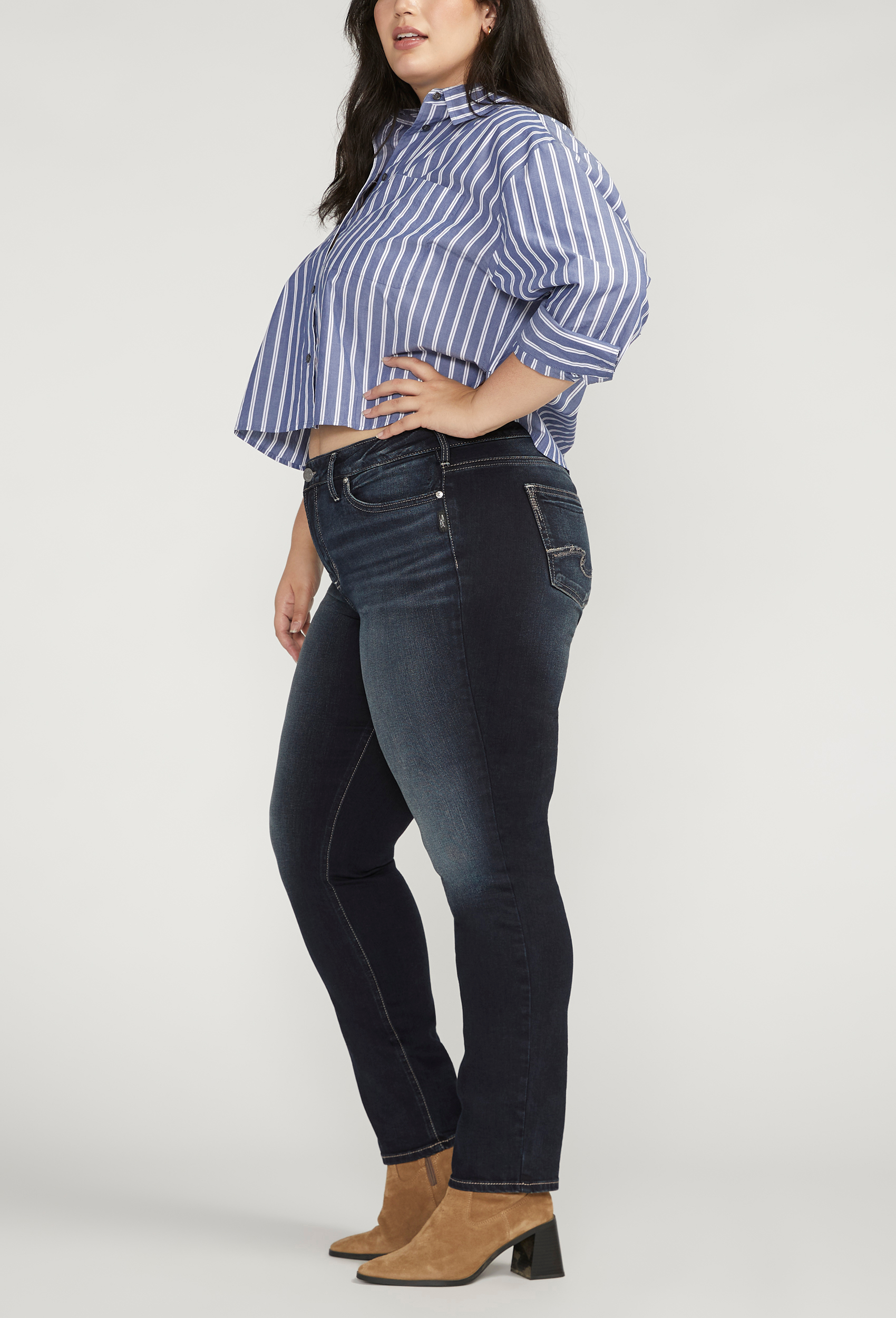Plus Size Silver Jeans Co.&reg; Suki Curvy Mid Rise Straight Jean, C258, large