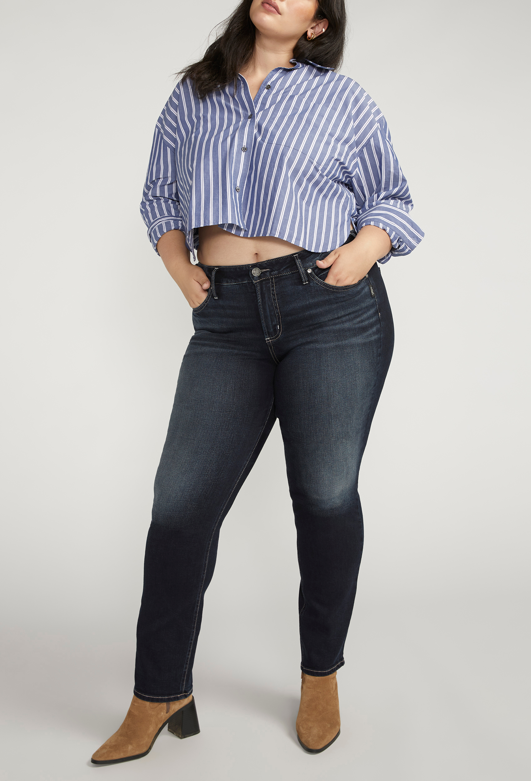 Plus Size Silver Jeans Co.&reg; Suki Curvy Mid Rise Straight Jean, C258, large