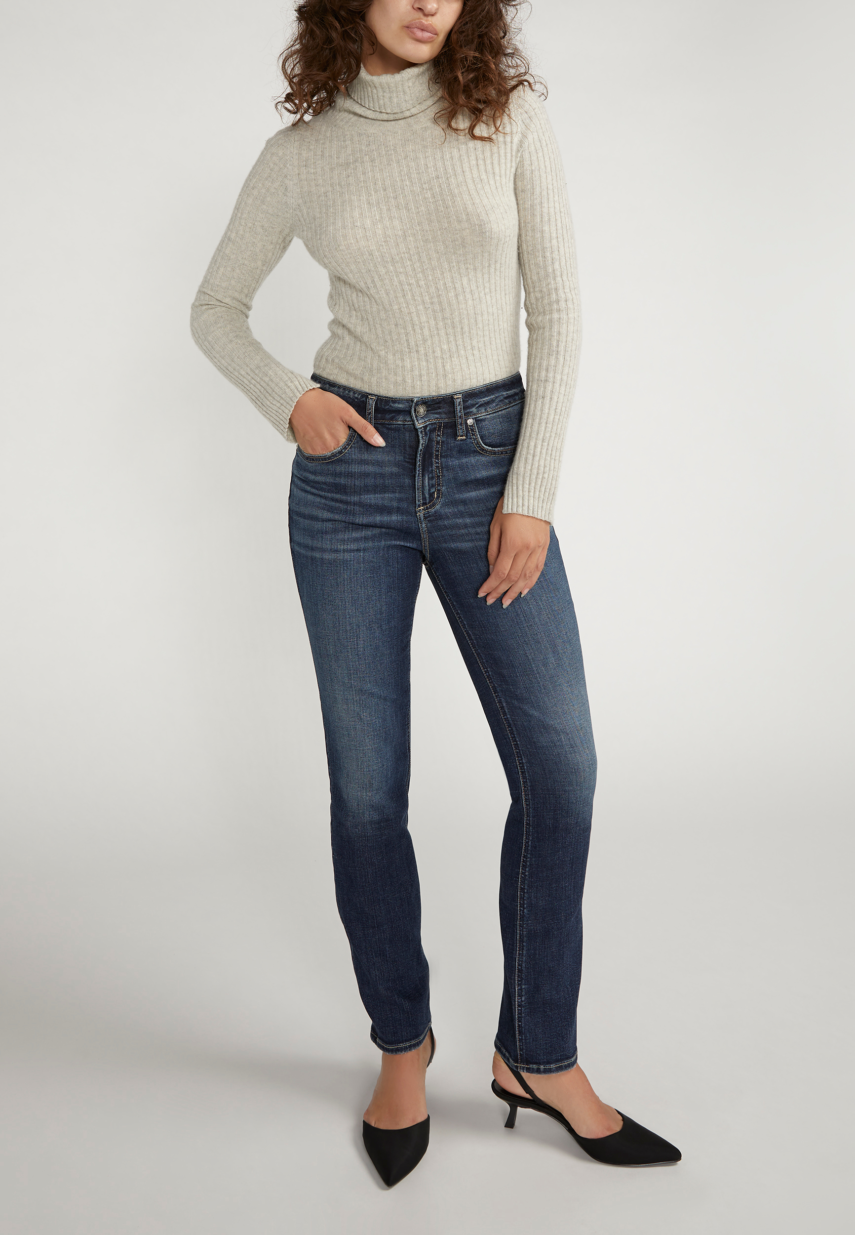 Silver Jeans Co.&reg; Avery Curvy High Rise Luxe Stretch Straight Jean, , large