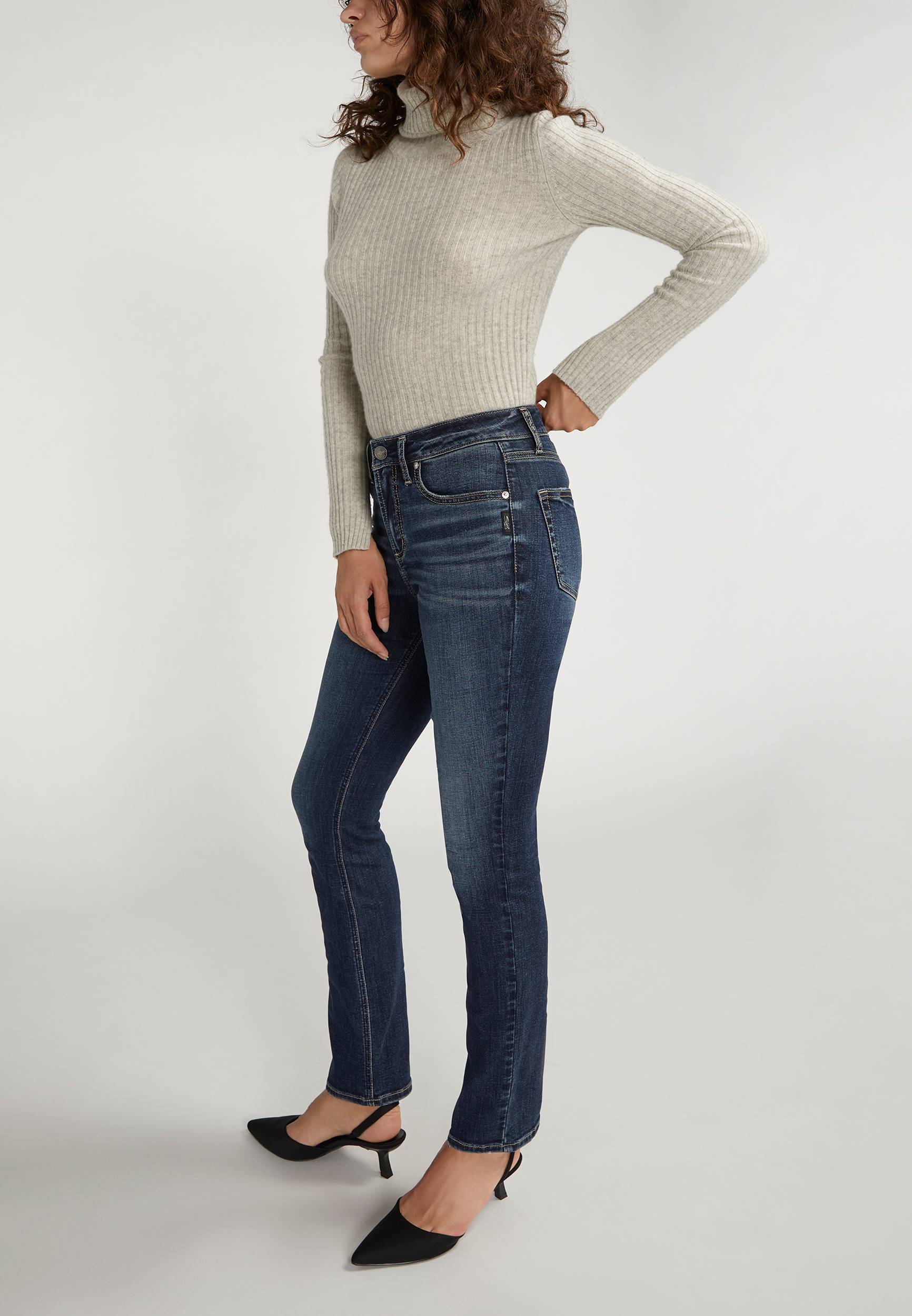 Silver Jeans Co.&reg; Avery Curvy High Rise Luxe Stretch Straight Jean, , large