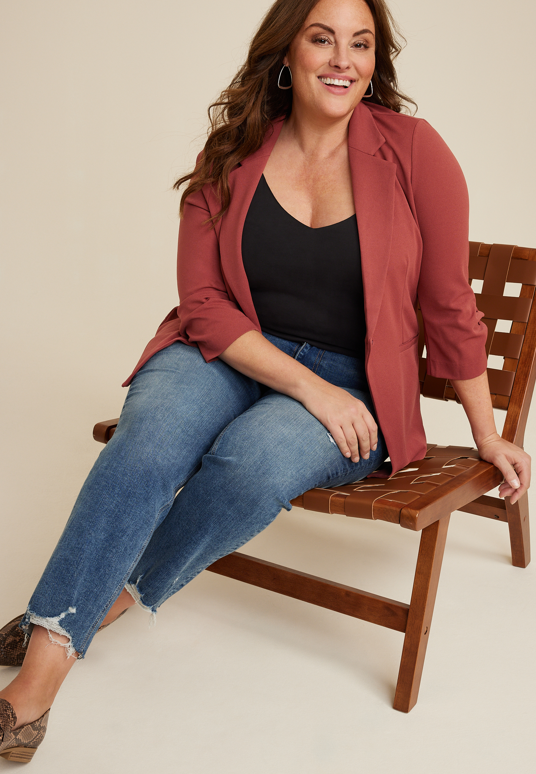 Plus Size Ever Go One Button Blazer, C5584, large