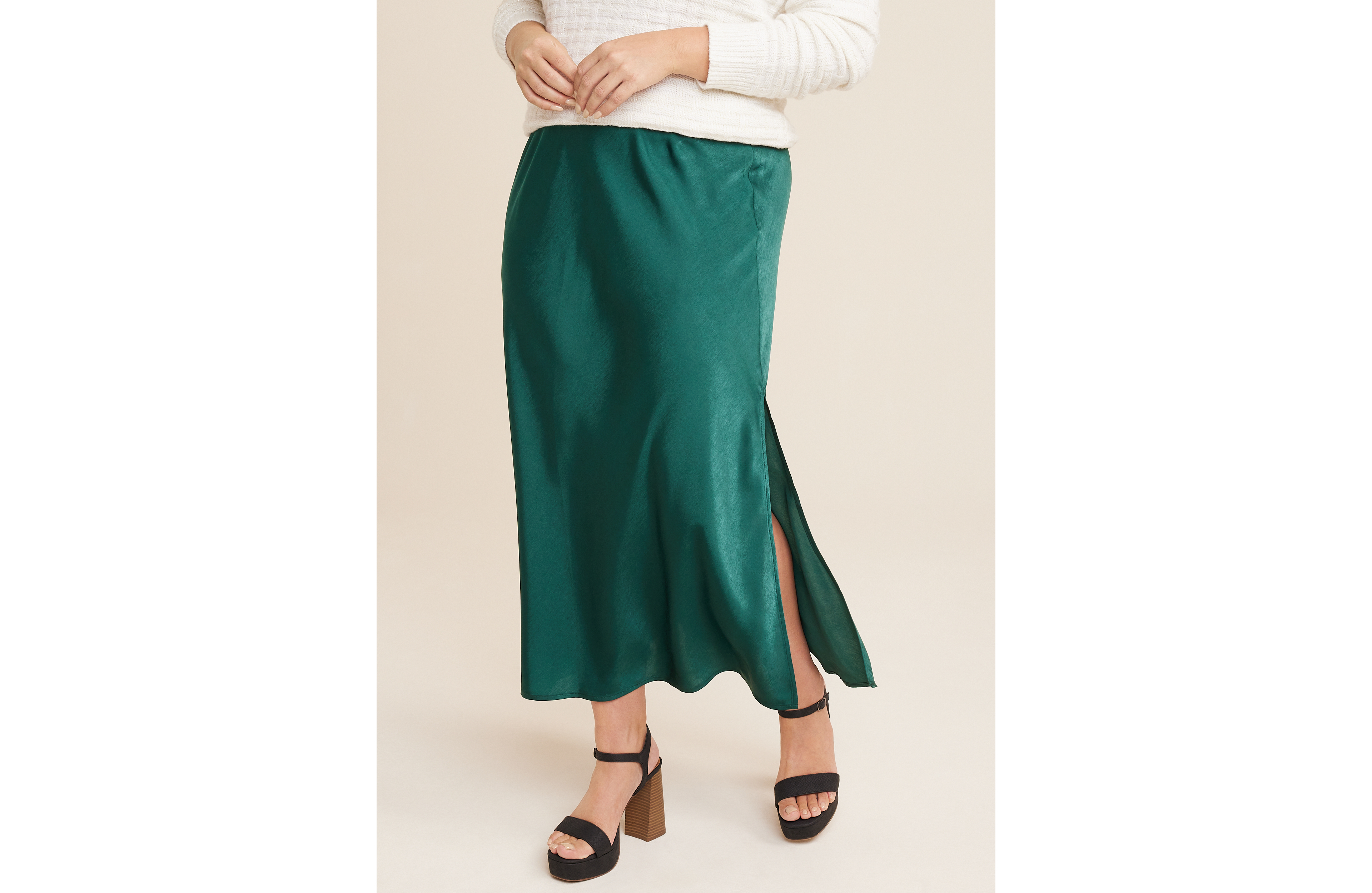 Plus Satin High Rise Maxi Skirt