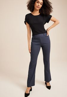 Black Bengaline Mid Rise Bootcut Pant