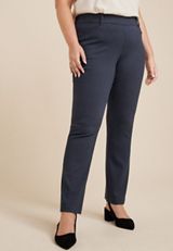 Plus Size Bengaline Textured Mid Rise Bootcut Pant, BLUE COMBO, small