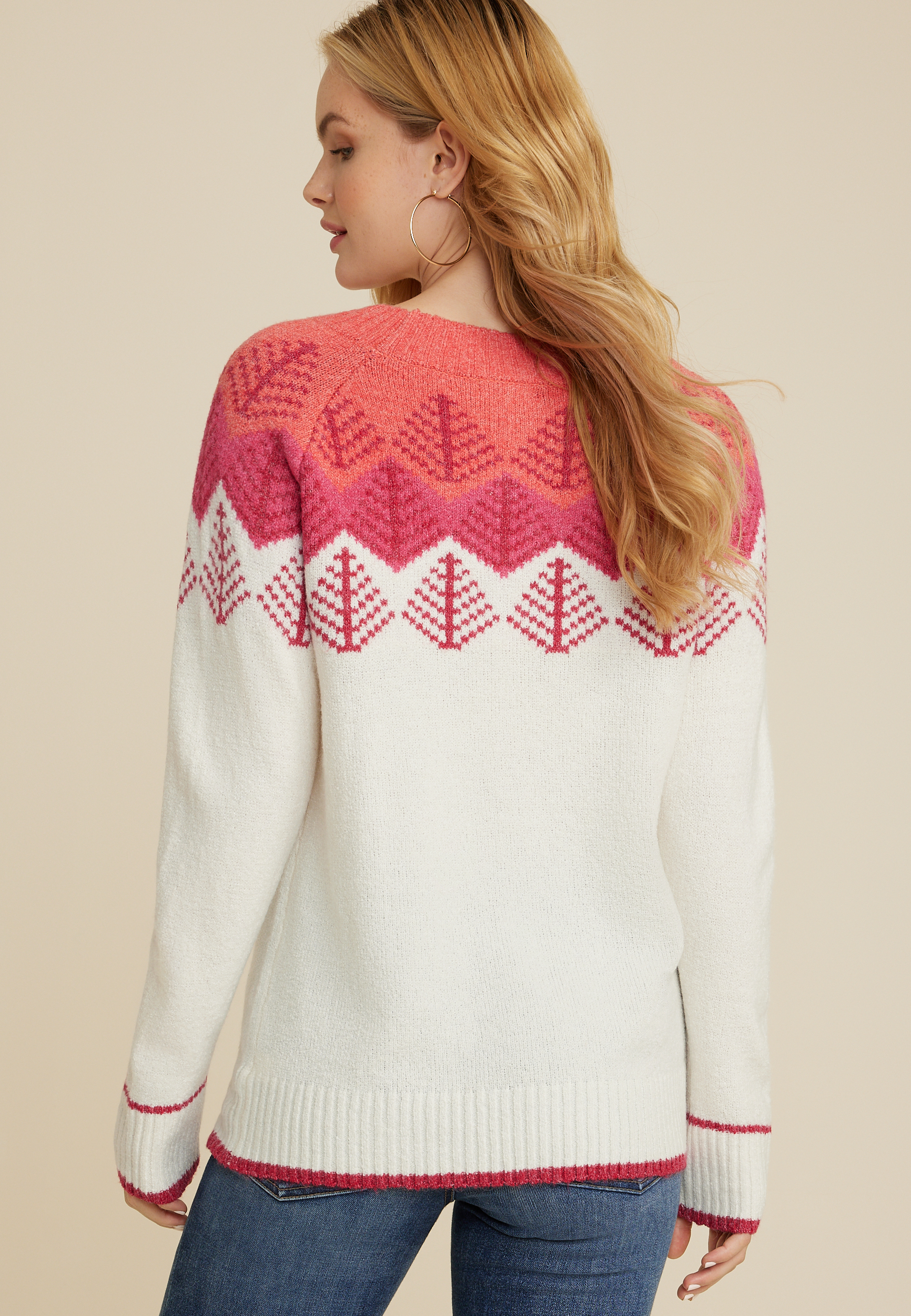 Fair Isle Tree Sweater, C3986, large