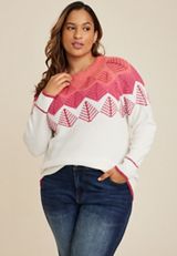 Plus Size Fair Isle Tree Sweater, C3986, small