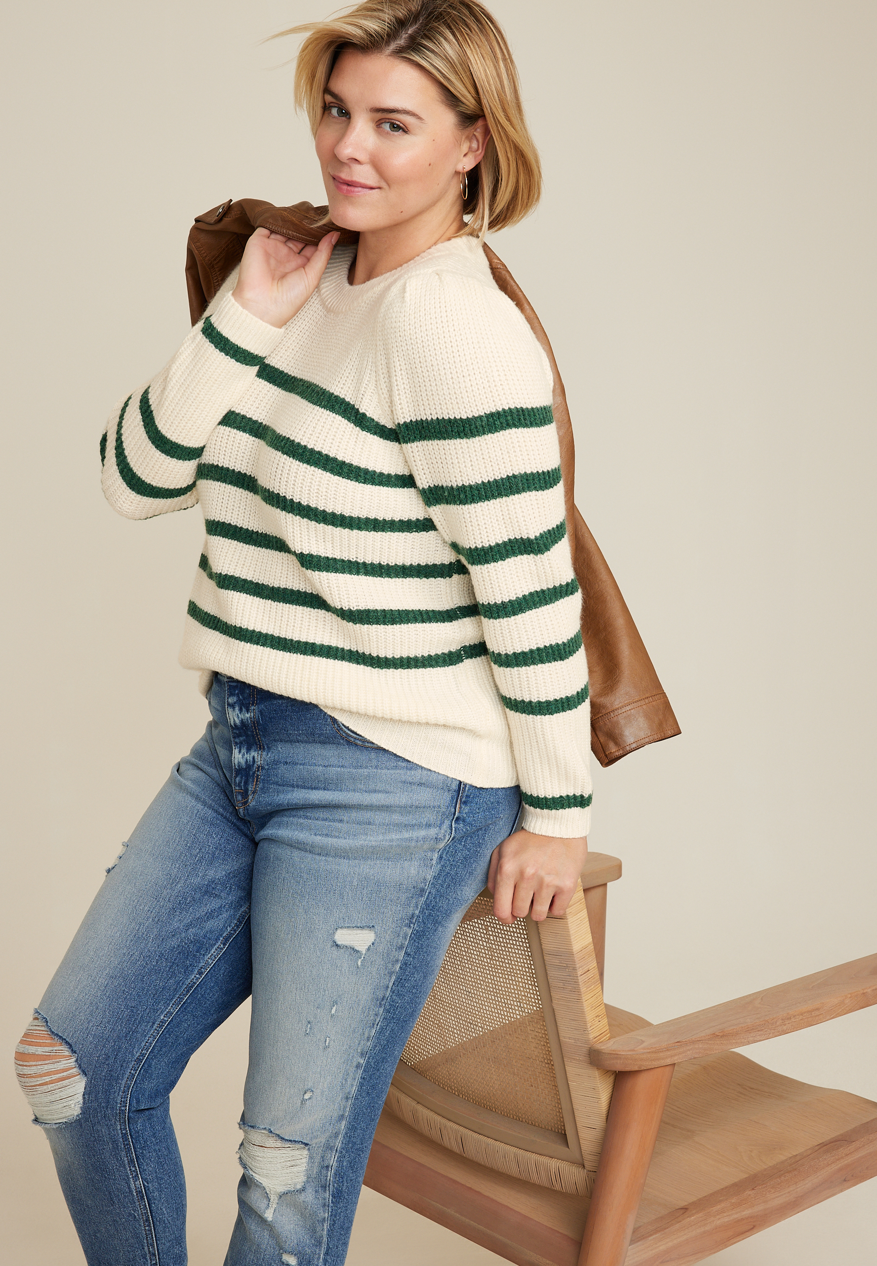 Plus Size Summit Striped Sweater, C8779, large