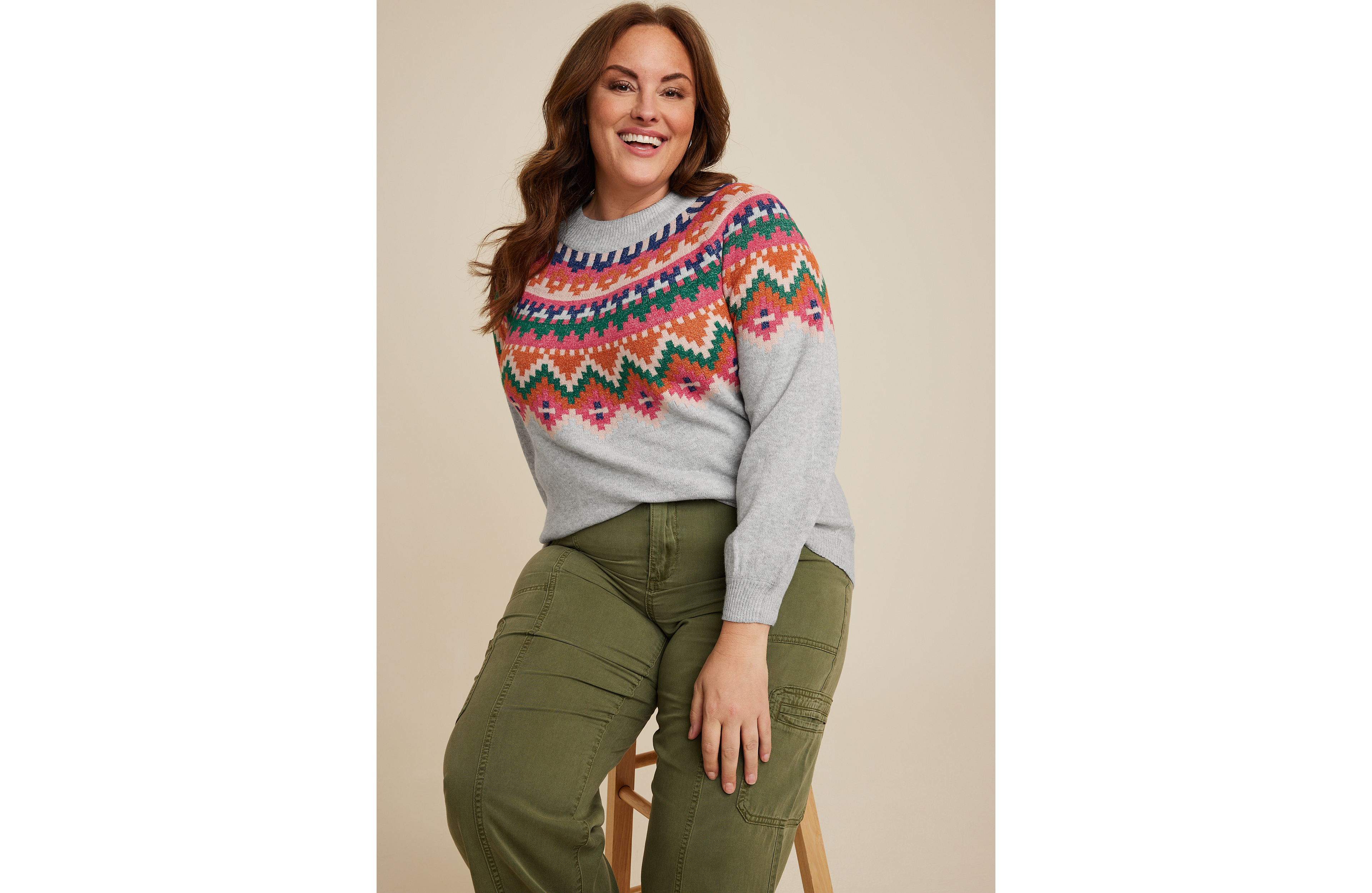 Plus Fair Isle Mock Neck Sweater