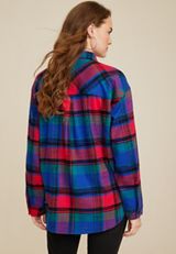 Cabin Plaid Boyfriend Tunic Shirt, MULTI, small