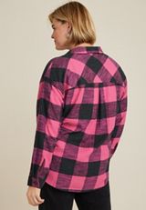 Plus Size Cabin Plaid Boyfriend Tunic Shirt, C6982, small
