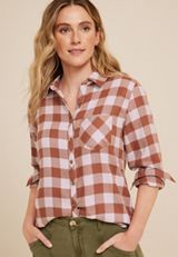Cabin Plaid Button Up Shirt, C9384, small