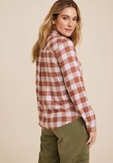 Cabin Plaid Button Up Shirt, C9384, small