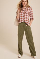 Cabin Plaid Button Up Shirt, C9384, small