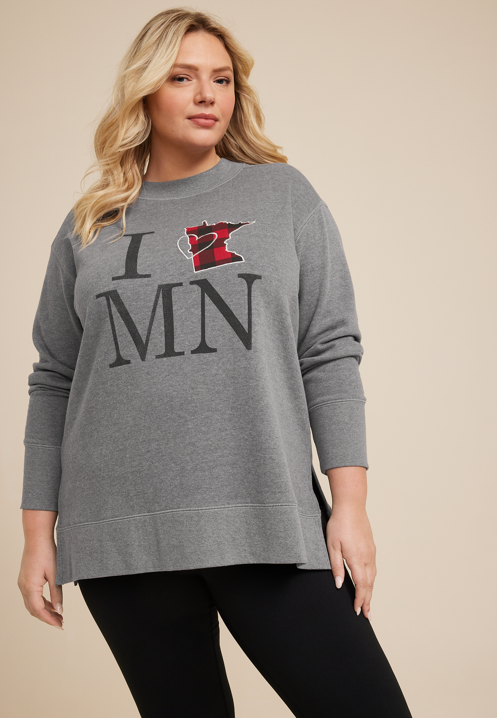 Plus Size Willowsoft State Sweatshirt, MINNESOTA, large
