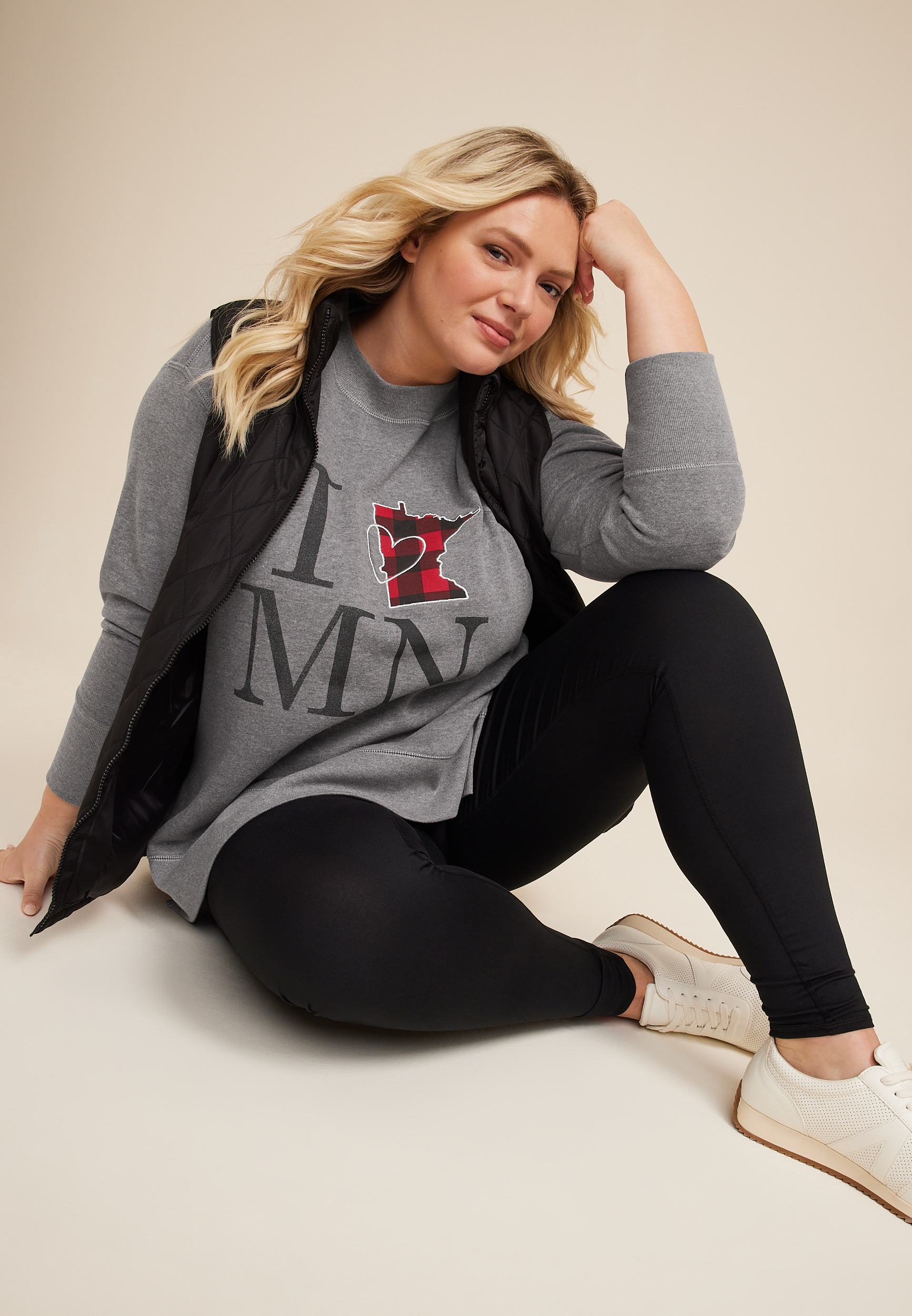 Plus Size Willowsoft State Sweatshirt, MINNESOTA, large