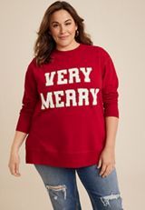 Plus Size Willowsoft Very Merry  Sweatshirt, C4744, small