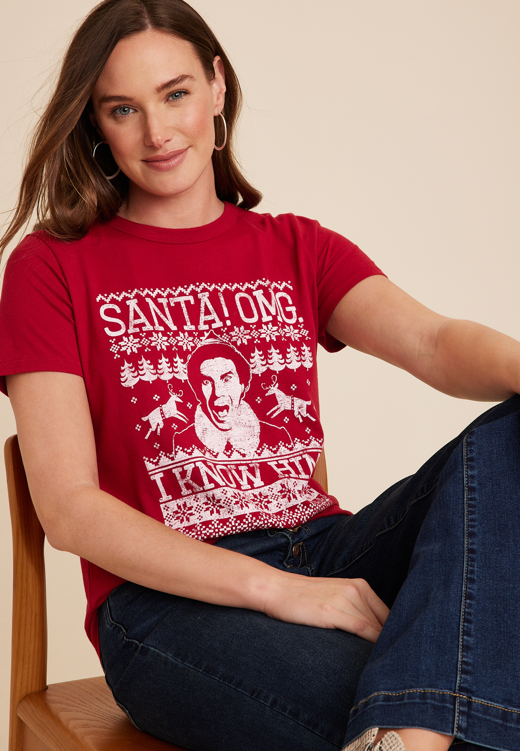 Elf Graphic Tee, REBEL RED, large