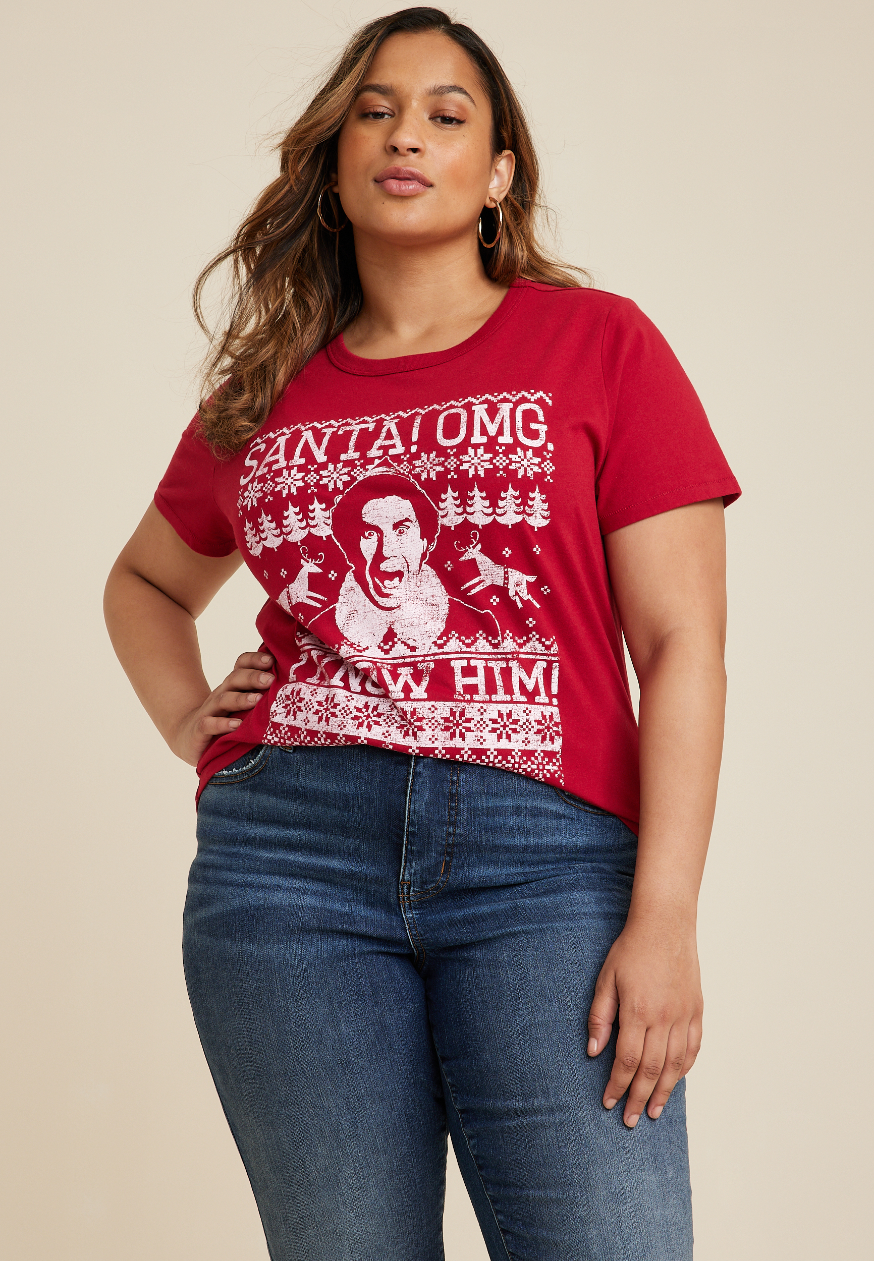 Plus Size Elf Graphic Tee, REBEL RED, large