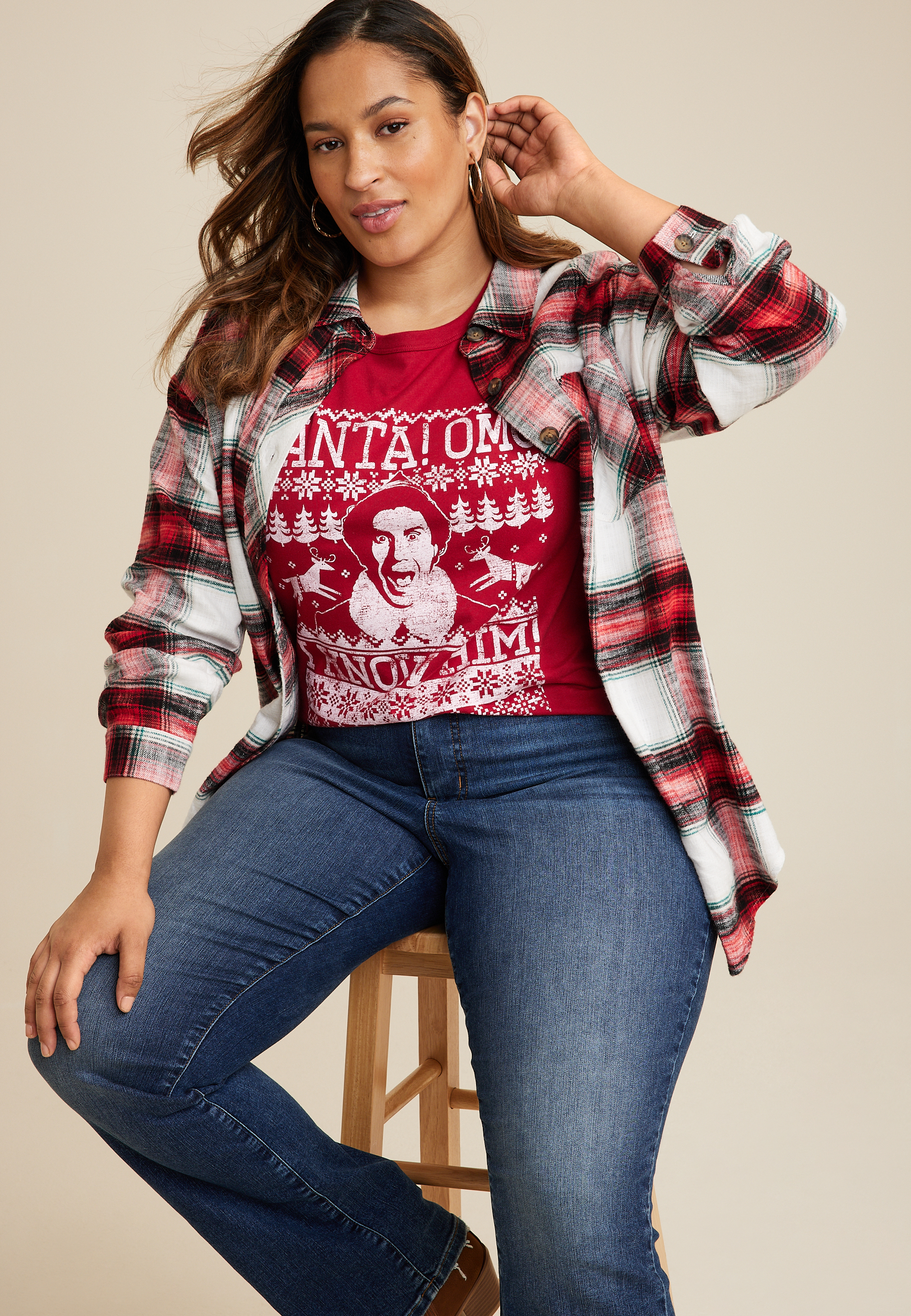 Plus Size Elf Graphic Tee, REBEL RED, large