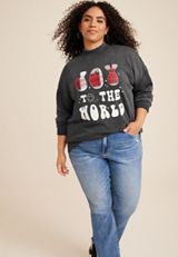 Plus Size Joy To The World Sweatshirt, BLACK, small