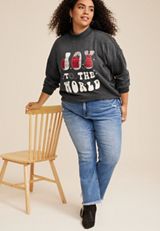 Plus Size Joy To The World Sweatshirt, BLACK, small