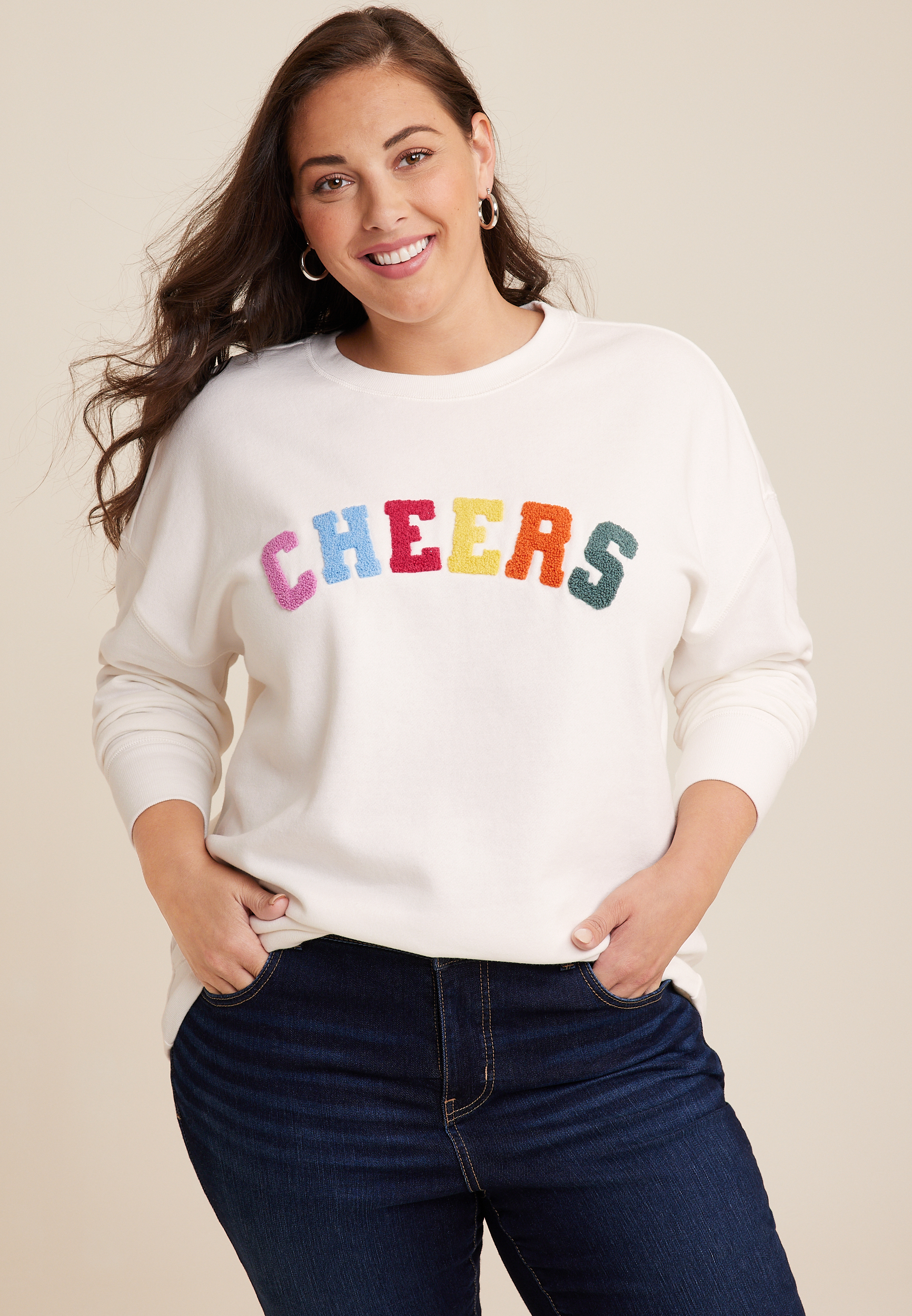 Plus Size Cheers Sweatshirt, C4673, large
