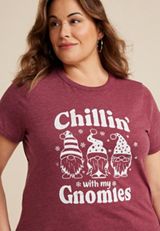 Plus Size Chillin With My Gnomies Graphic Tee, C9179, small